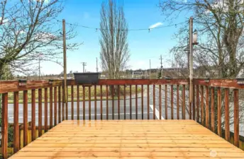 Second story deck with new deck boards.