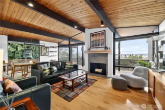 Vaulted cedar ceilings.