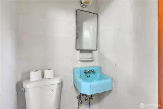 The half bathroom has the quaint vintage sink! The toilet is new.