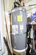 Water heater in garage.