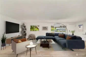 Virtually staged living room.