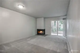 Popular modern colors, newer carpeting.  Sliding doors to private patio area.