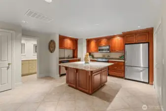 Incredible large-screen theater room! Soundproofed, with eight heated, reclining, massage chairs, delightful granite eating bar, and custom AV-equipment that all stays with the home.