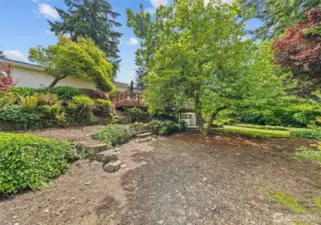Large, fenced back yard.