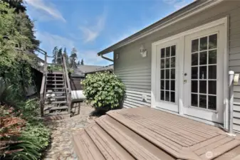 Stairs to the upper yard.