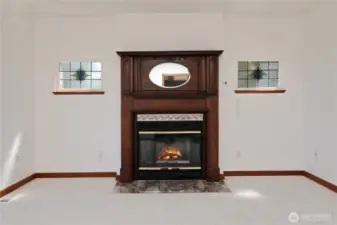 Vintage gas fireplace mantel and charming