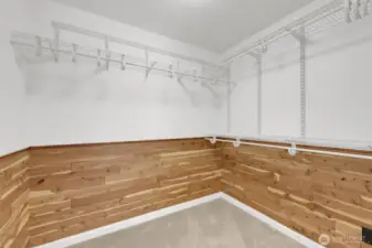 Walk in closet in the master bedroom