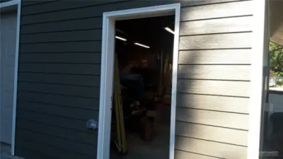 Entrance to the detached garage