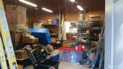 Inside the detached garage, with loft.