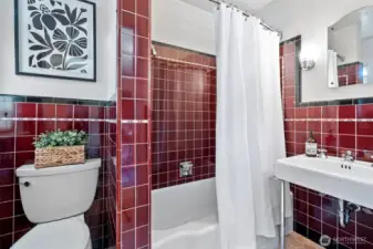 Full bath ensuite on main level den/bedroom - love this well cared for original work.