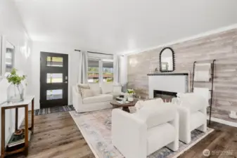 Entry and living room, all remodeled