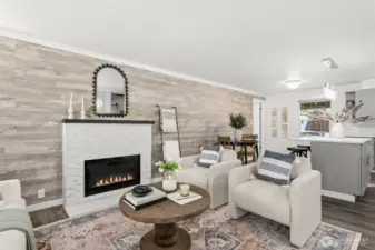 Living room with electric fireplace