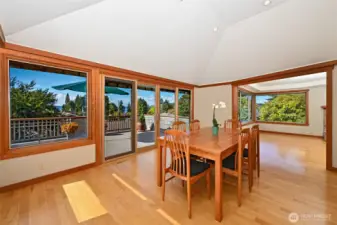 The dining room feels even larger with the rooftop deck.