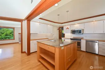 Light, bright and airy kitchen and dining rooms.