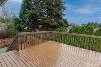 Deck Directly Off the Dining Room with stair way leading to back yard