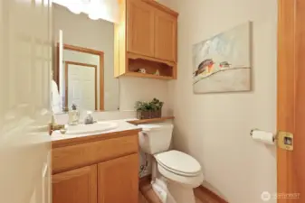 Half bath on the main floor. Centrally located for the utmost convenience. Plus great storage in here, too!