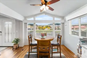 Dining room with large windows