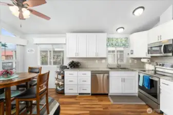 View of dining room and kitchen