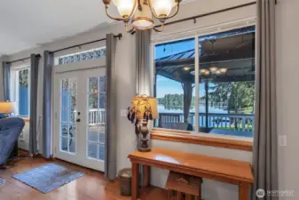 Main floor French doors to deck overlooking lake