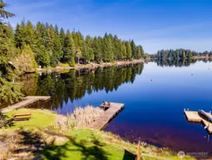 Private dock with calm lake setting