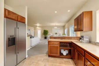 Some virtual Staging in the kitchen above the "Helicopter Garage."