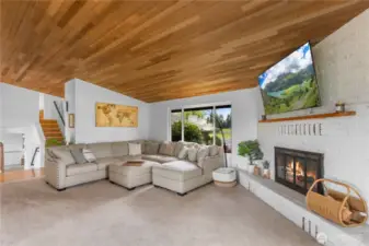 Wood burning fireplace in LR