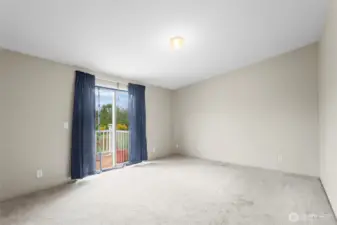 The primary bedroom is sure to delight with tall ceilings, a private bath and walk-in closet. The cherry on top? Quick access to the view deck! During clear days, wake up with the sun and views of Mt. Rainier and the Valley!