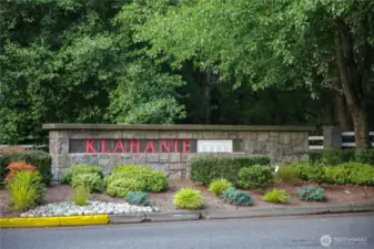 Welcome to Klahanie, a beautifully landscaped community entrance welcomes you to this vibrant Sammamish Plateau neighborhood surrounded by parks, trails, and Pacific Northwest charm.