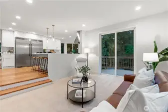 Living room off of the kitchen area