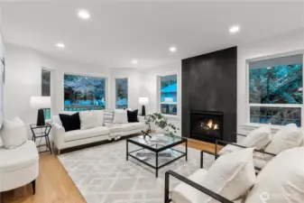 Tiled gas fireplace gives you the cozy feeling that you are searching for