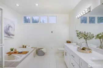 5-Piece Primary bathroom.  Very light & bright and has a jetted tub.