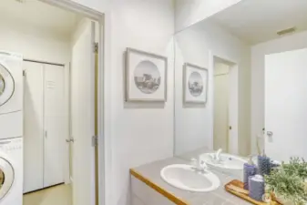Half Bath downstairs on the main has access to the laundry room.