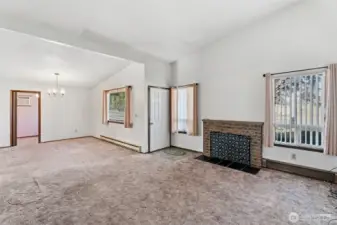 fireplace in living room area