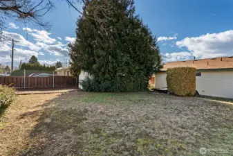 side fully fenced yard