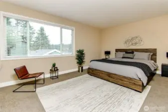 Primary bedroom, virtually staged