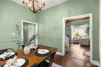 Dining room which is steps away from the kitchen.