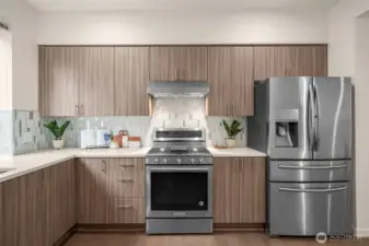 Kitchen with walk-in pantry (staged)