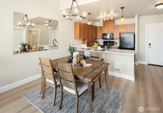 New luxury vinyl plank throughout great room and kitchen.
