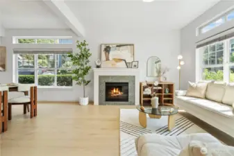 Open spacious living room filled with lights