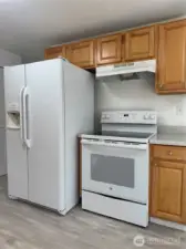 Glass top stove and refrigerator