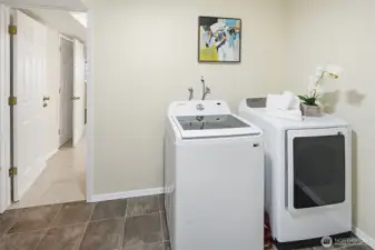 Basement laundry room accessed from the recreation room and the basement apartment.