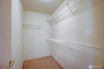 Walk-in closet in primary.