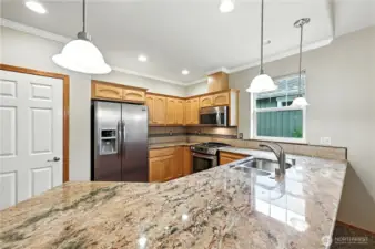 Granite counter tops.