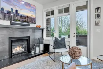 Custom iron fireplace feature wall.