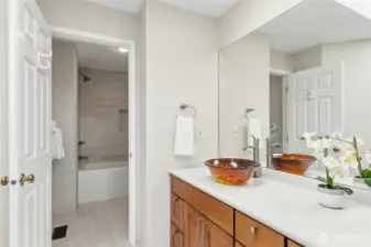 Primary bath - looking into tub and shower area.