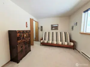 This room features an extra large storage closet.