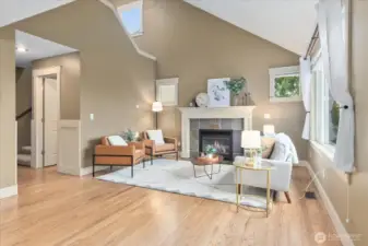 Large open living room with quality finishes.