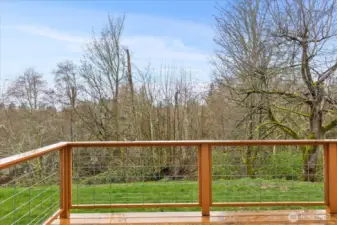 View of the backyard and deck.