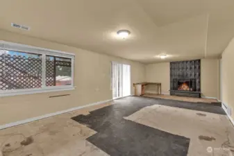 Lower Level Rec Room with fireplace