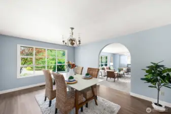 Formal dining room adjacent to the formal living room creating an easy flow for entertaining